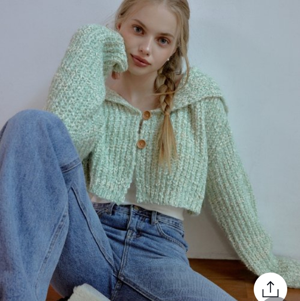 Musinsa (RE_L) green cropped cardigan